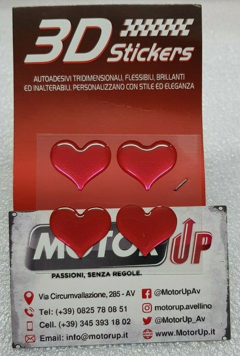 ADESIVI CUORE 3D SET MOTORCYCLE SCOOTER RED HEART SET STICKER